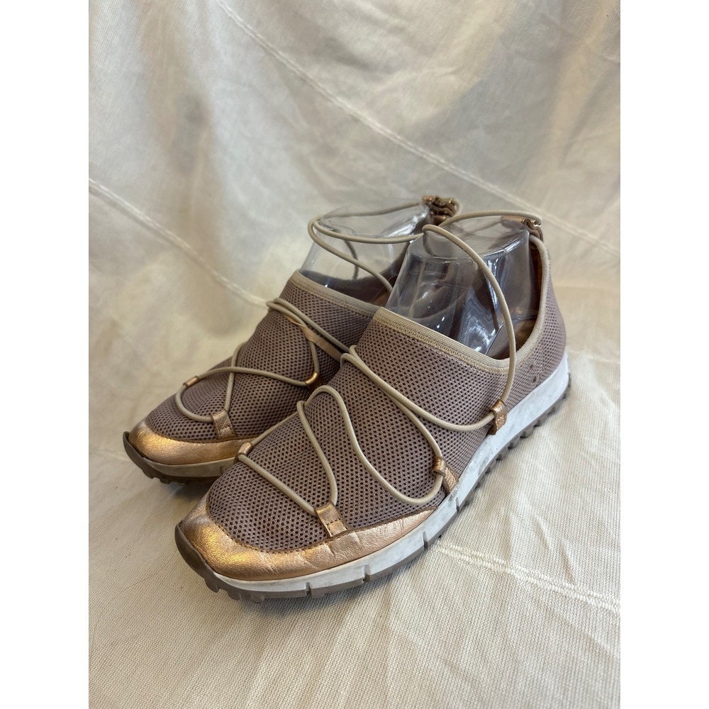 Jimmy Choo Andrea Rose Gold Metallic Mesh Wrap Around Sneakers Womens 38